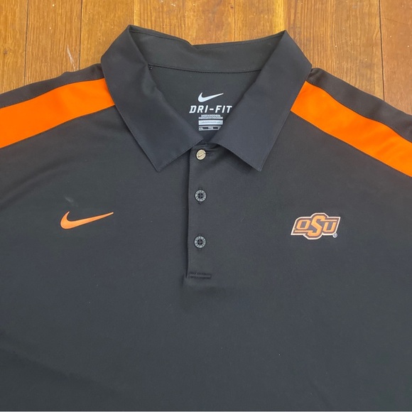 NIKE Oklahoma State Cowboys OSU Dri Fit Polo Shirt Orange Men’s Size XXL - Picture 2 of 9